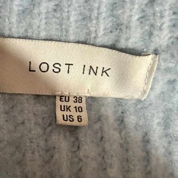 Anthropologie LOST INK Women Sweater Size 6 Oversized Light Blue Gray V Neck - Picture 8 of 13